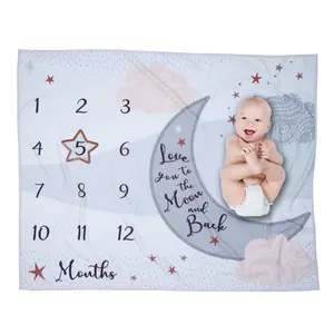 Lambs & Ivy Goodnight Moon Milestone Photo Opportunity Soft Fleece Baby Blanket