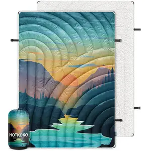 hotkoko Outdoor Camping Blanket,Warm Thick Camp Blankets with Sherpa Lining Soft Fleece Camping Blanket Puffy Camping Quilt for Cold Weather Traveling, Stadium, Hiking, Picnics