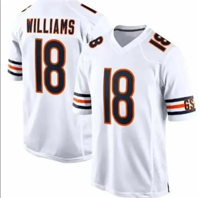 Full Logo Caleb Williams #18 White Football Game Jersey Shirt, New America Football Jersey, Sport Clothing, Football Uniform, Jersey For Football, Gift For Fans, Trending 2026