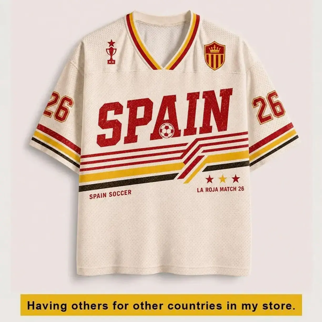 Spain Retro La Roja Soccer Jersey - Custom Name & Number, Jerseys for Soccer Fans, Collectible Spanish Football Fan Gift, Soccer Jerseys