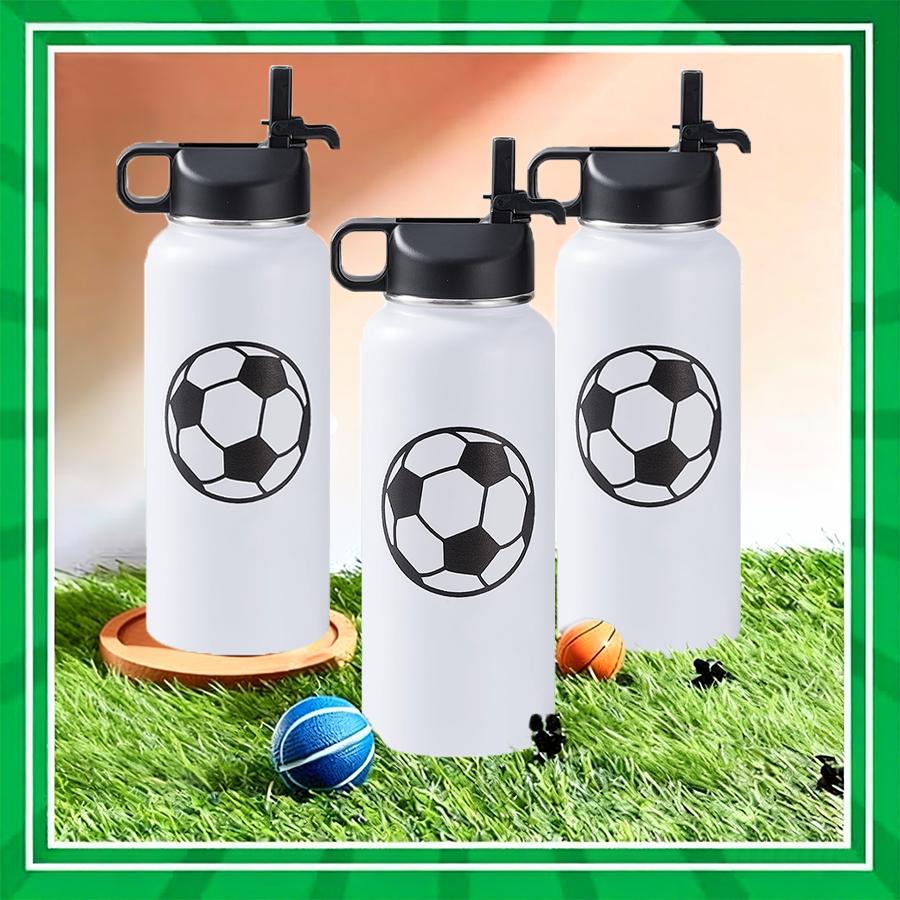 12 pcs 32 oz reusable stainless steel cups, indoor soccer cups for iced coffee, hot and cold beverages and juices, perfect for soccer games, graduation events and daily hydration must-haves, perfect gift for mother's day, graduation season