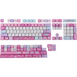 X Elyxirine Digital : Pastel Y2K Keycap Set, 144  PBT Keycaps for Mechanical Keyboard, Compatible with ANSI/ISO, 60%, 65%, 75%, TKL, Full-Sized Layout (MOA Profile)