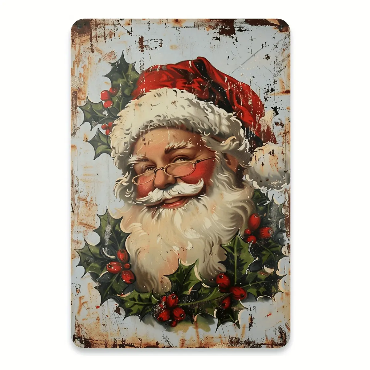 1pc Vintage Santa Claus Metal Tin Sign, Rustic Wall Art for Home, Restaurant, Bar, Cafe, Garage Decor, 8x12 inches