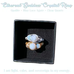 Ethereal Goddess Crystal Ring calming intuition aura cleansing clarity empath protection