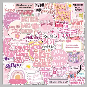 Motivational English Series Graffiti Sticker, 50pcs/set Waterproof Self Adhesive Decor Paper, Decor Sticker for Gift Greeting Card Water Bottle Laptop Phone, Decals