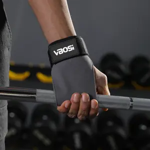 Cowhide Weight Lifting Grips Palm Protection with Wrist Wraps, 1 Pair Hand Grips for Gym Fitness Workout Exercise Training, Wrist Supports for Men & Women