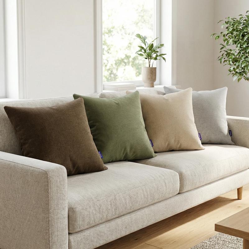 Ellalora Pack Of 2 Modern Farmhouse Soft Chenille Throw Pillow Covers Textured Decorative Cushion Cases for Couch Sofa Living Room Skin Friendly Square Pillowcases with Invisible Zipper 18x18 No Insert