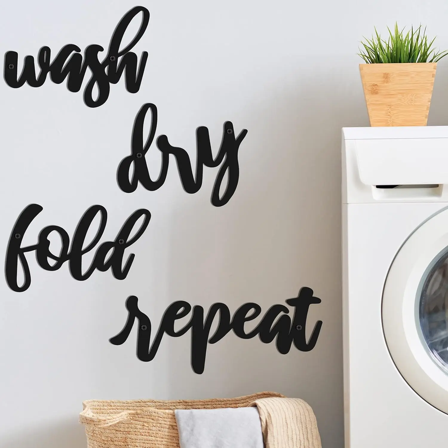 4 count Laundry Sign Room Decor Metal Wash Dry Fold Repeat Wall Arts Signs Funny Laundry Room Signs  Metal Wall Decor for Bathroom  Decorations Supplies
