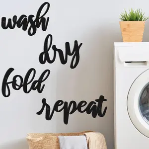 4 count Laundry Sign Room Decor Metal Wash Dry Fold Repeat Wall Arts Signs Funny Laundry Room Signs  Metal Wall Decor for Bathroom  Decorations Supplies
