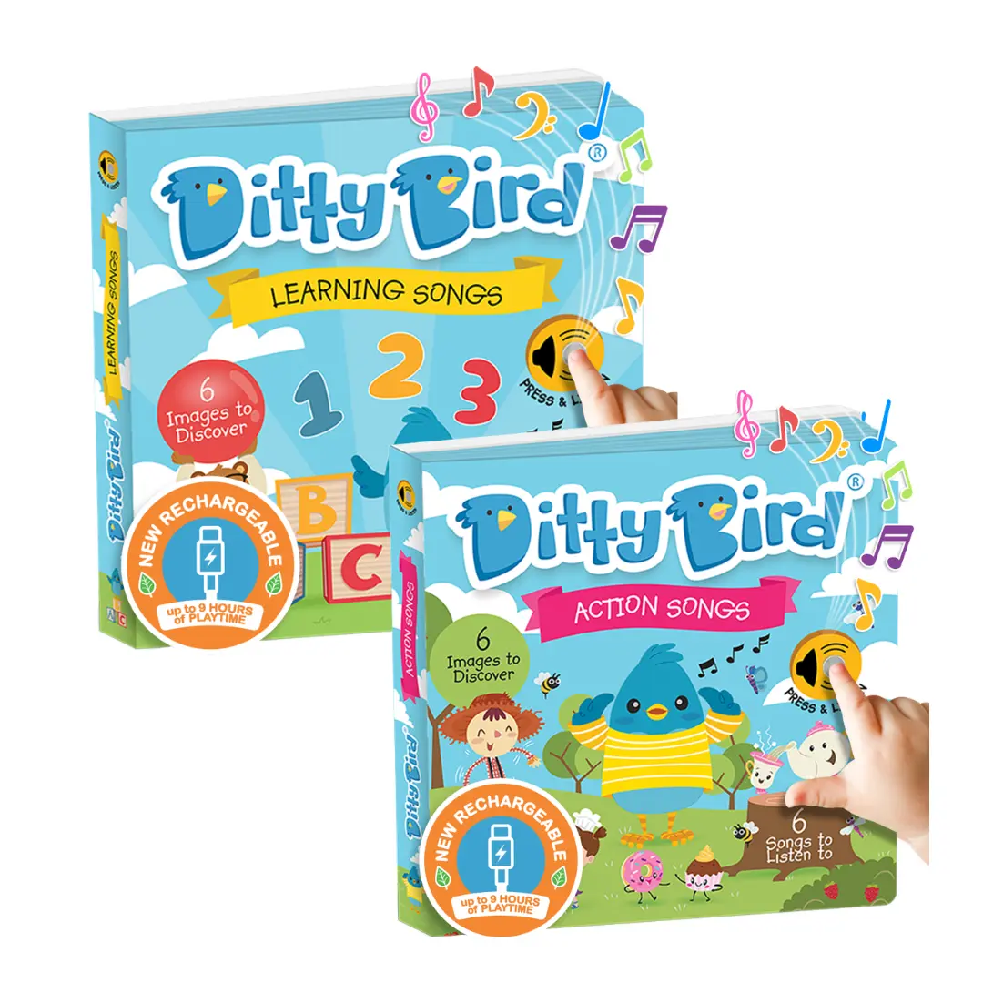 Ditty Bird USB-C Musical Books | ABC Song & Ants Go Marching 2-Pack | Learning & Action Songs | Toddler Toy 12M+ | TikTok Shop Exclusive
