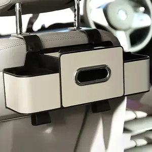 Car Seat Back Storage Box, Car Seat Organizer with Tissue Holder and Adjustable Hook - Double-layer compartment design, suitable for snacks/drinks, easy to install, durable ABS material, resin material, compact design, essential for long-distan