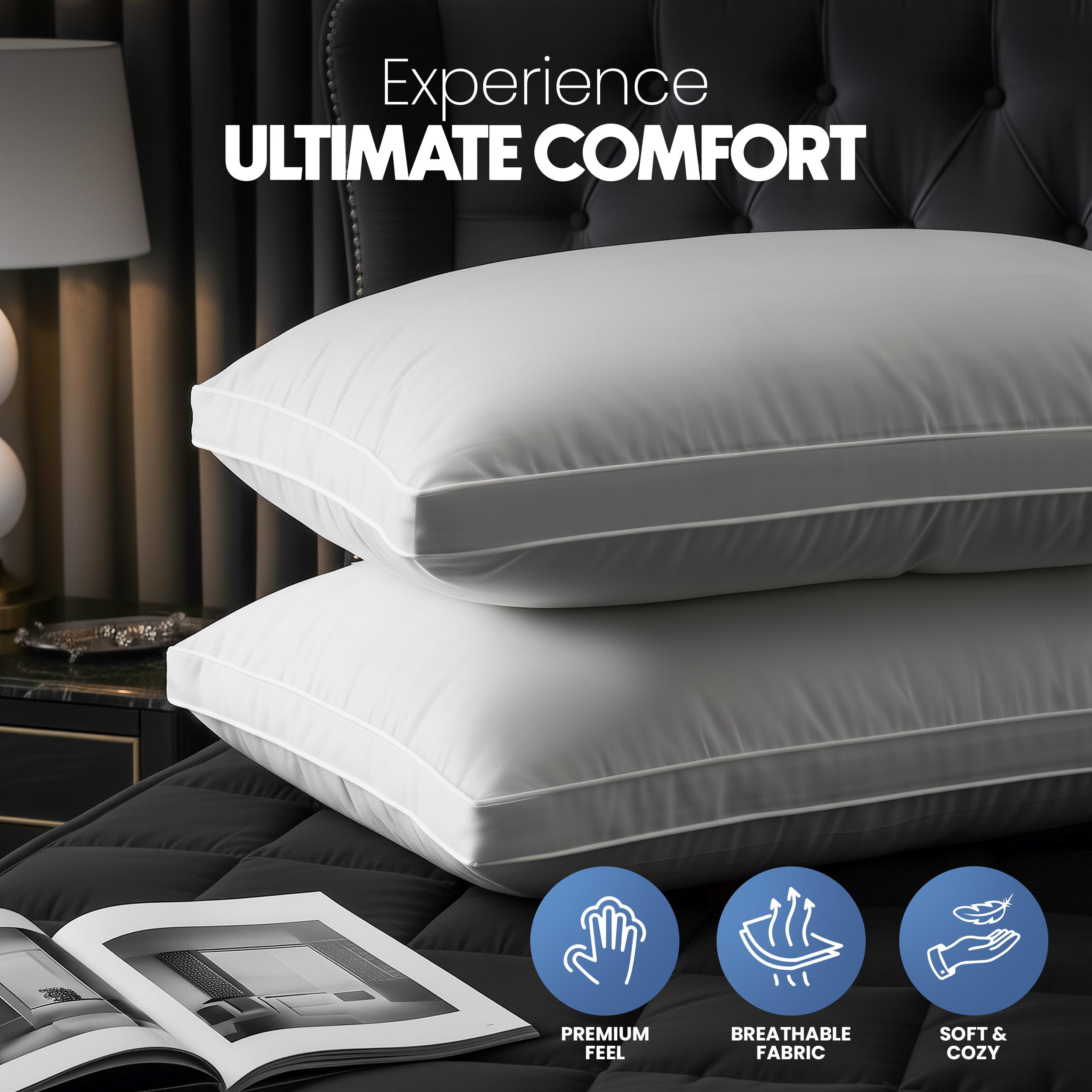 Utopia Bedding Gusseted Bed Pillows (2 Pack) - Hotel Quality Cooling Pillows for Sleeping, Side & Back Sleepers - King/Queen Size, White