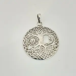 Sterling Silver 925 Sun Moon Tree of Life Pendant Sterling Silver 925 Sun Moon Tree of Life Pendant