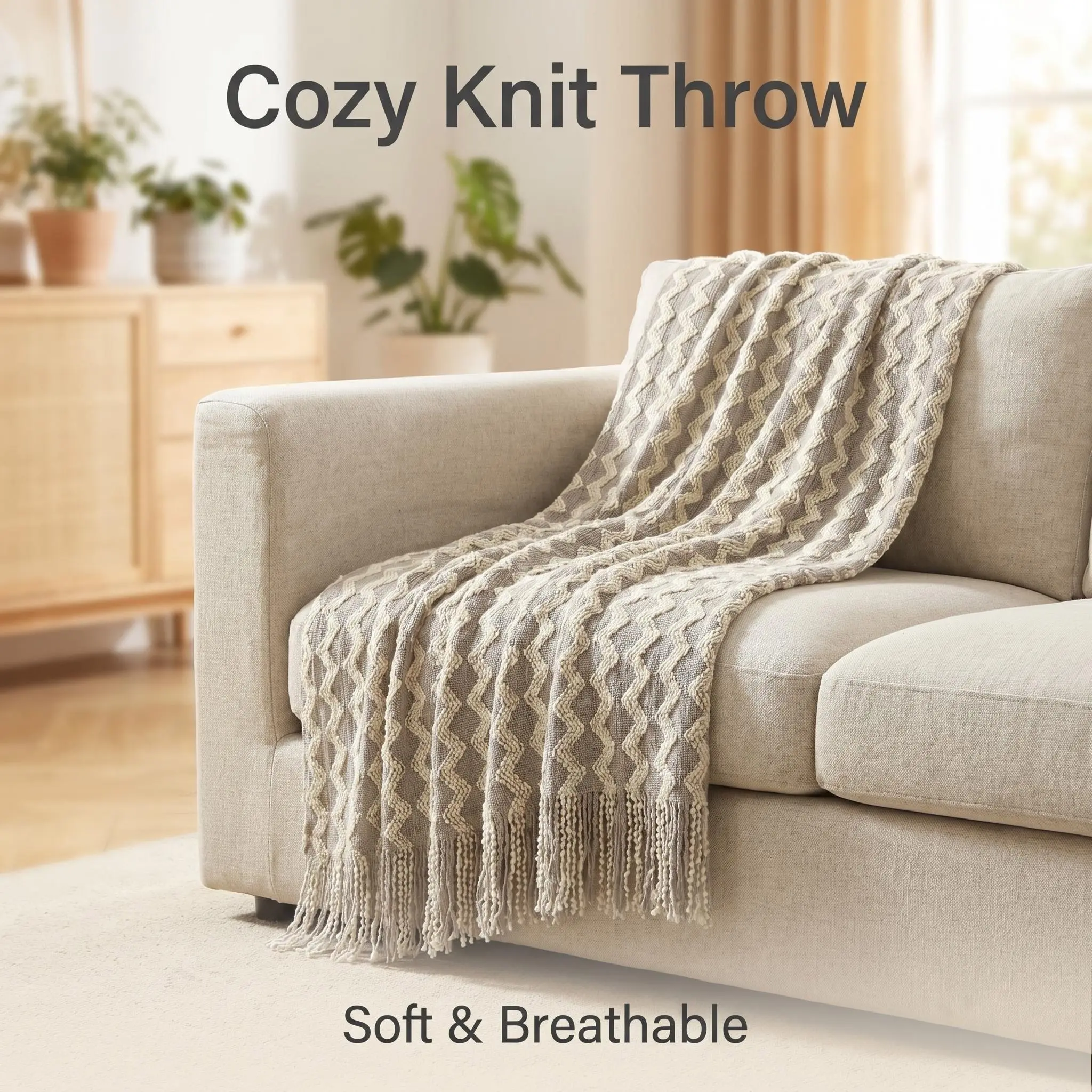Bedsum Acrylic Knitted Throw Blanket-Super Soft Warm Breathable Knitted Blanket for Couch & Bed, Elegant Decorative Cozy Cotton Throw