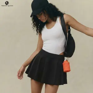 TRENDY QUEEN Pleats And Thank You Tennis Skort with pocket Basic Minimalist Womenswear Skirt