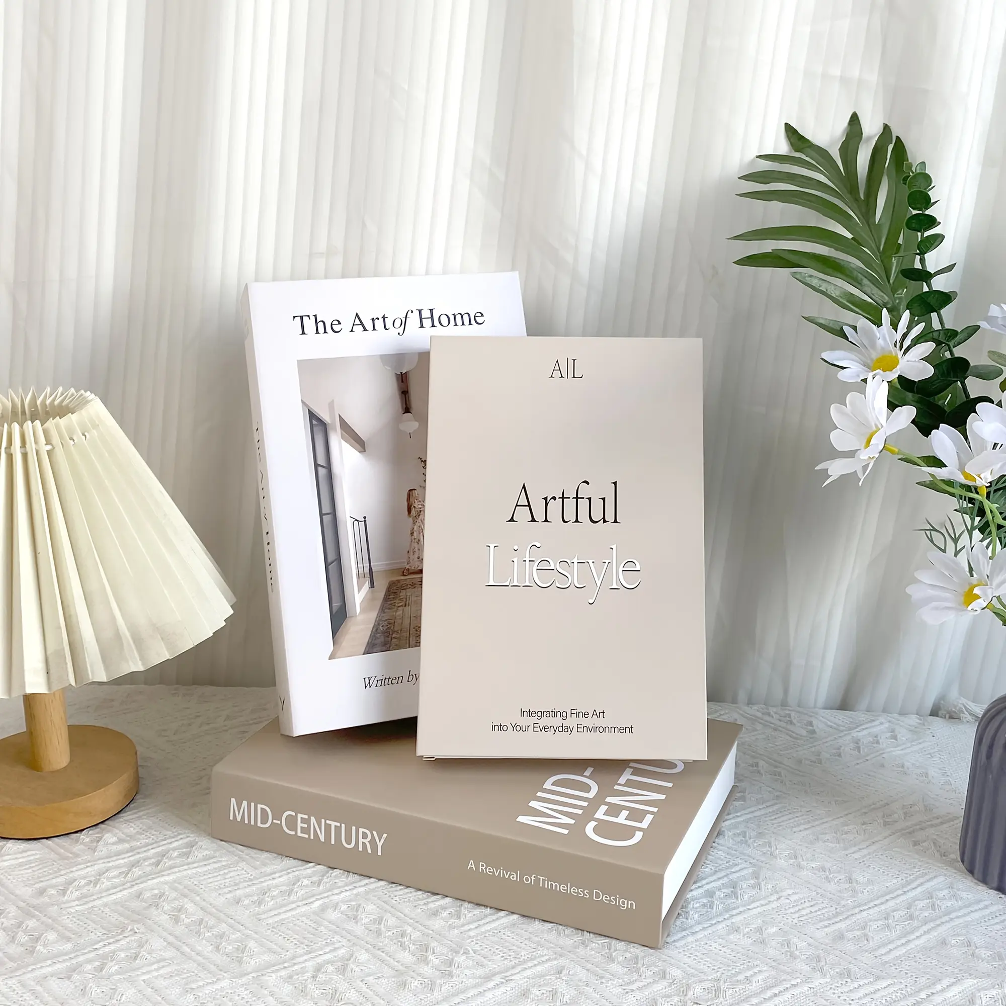 3 pieces of home decor paper fake books, Vintage home decor, Indoor home decoration, simulated books, brown, white home desktop, nightstand, bookshelf decor, holiday decorations, minimalist decorative books, lightweight books