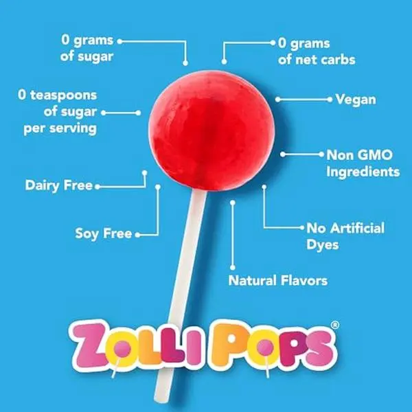 Zollipops Clean Teeth Lollipops, Holiday AntiCavity Sugar-Free Candy, Watermelon & Blue Raspberry, 5.2 Ounce - Perfect for Festive Snacking and Dental Wellness