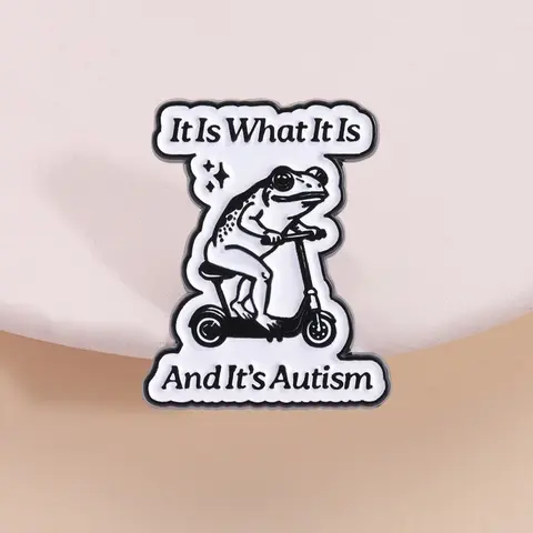 Autism Advocacy Awareness Frog Cycling Badge It Is What It Is and It's It's Autism, Neurodiversity Support Inclusion Alloy Brooch Pin for Special Needs Community, Inclusive Education Fashion Lapel Pin, Brooch, Fashion Accessory