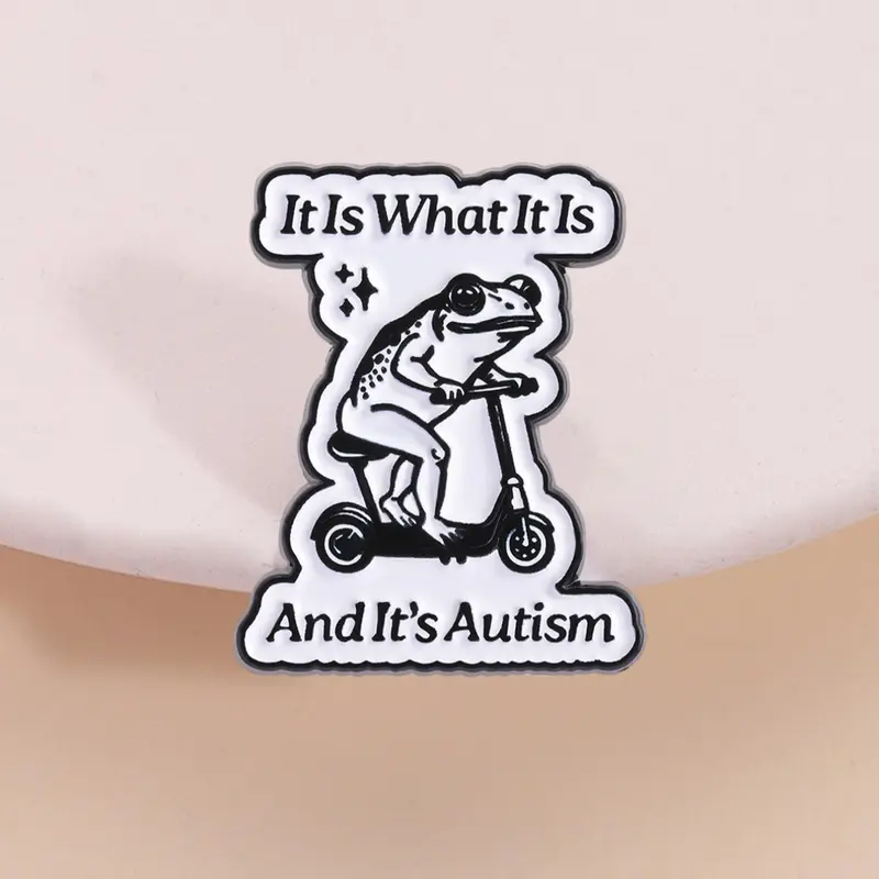 Autism Advocacy Awareness Frog Cycling Badge It Is What It Is and It's It's Autism, Neurodiversity Support Inclusion Alloy Brooch Pin for Special Needs Community, Inclusive Education Fashion Lapel Pin, Brooch, Fashion Accessory