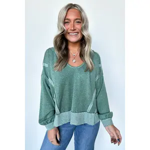 Marleigh Contrast Trim Relaxed Hooded Pullover - BACK IN STOCK