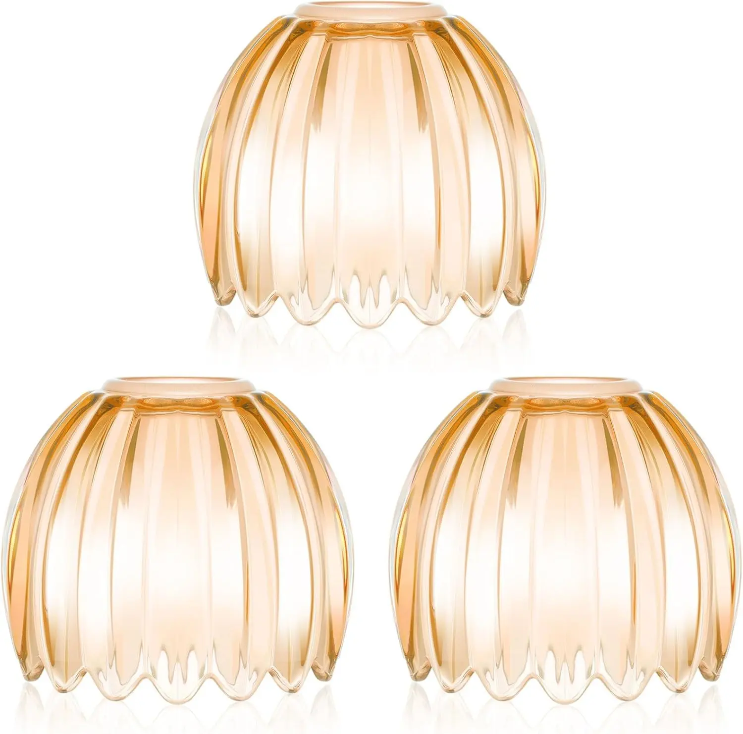 3 Pcs Glass Tulip Lamp Shades Small Flower Sconce Shade E26 Base 1.65" Top x 4.45" Dia. x 4.33" H Mini Lampshade Replacement for Floor Table Chandelier Decor Vanity Pendant Light Cover