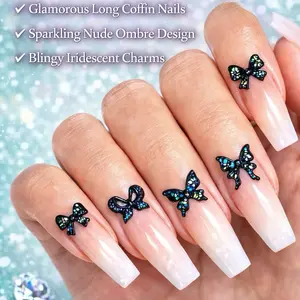 Black Iridescent Color Shifting Bows & Butterflies Charms Collection for Nail Art Enthusiasts