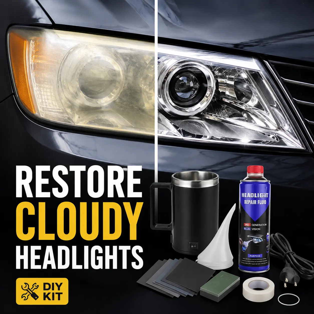 Car Headlight Restoration Kit - Scratch Repair, Oxidation Removal for Automotive Paint Care & Maintenance