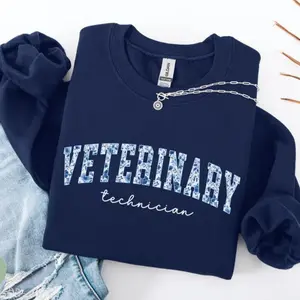 Floral Veterinary Technician Sweatshirt, Cute Vet Tech Crewneck, Veterinary Nurse Gift, Vet Tech Student Graduation Present