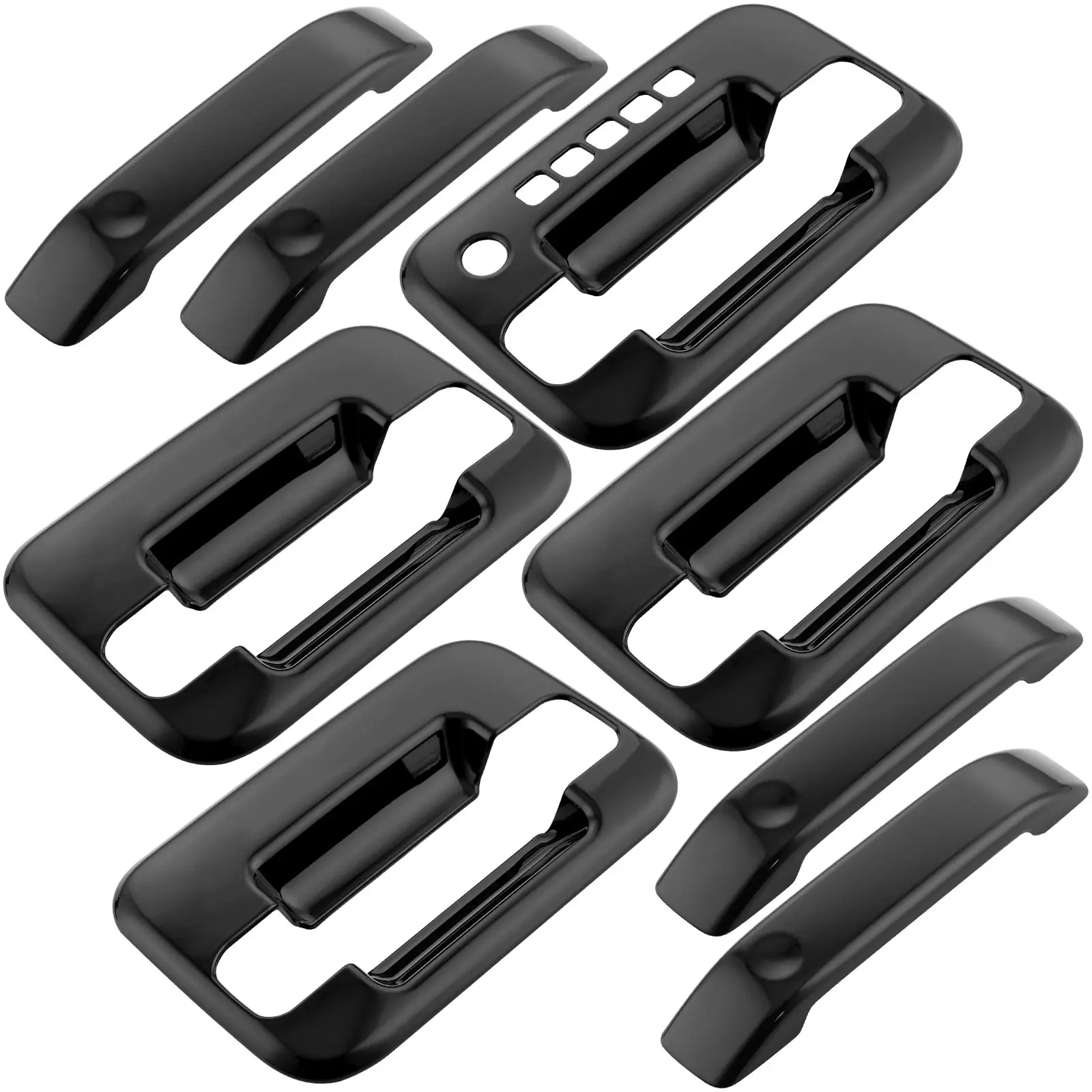 4PCS Glossy Look Door Handle Covers for 2004-2014 Ford F150 (Left Driver Side with Key Pad), ABS Plastic Waterproof Upgrade, Automotive Car Accessories with Modern Touch, 4 Pieces