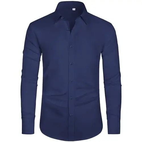 Men's 4-Way Stretch Dress Shirts Long Sleeve Collared Casual Solid Button Down Shirt - Comfortable Breathable Formal Wedding Dating Business Office Wear Perfect for Daily Professional Attire Lightweight Wrinkle Resistant Fabric Men's 4-Way Stretch Dress Shirts Long Sleeve Collared Casual Solid Button Down Shirt - Comfortable Breathable Formal Wedding Dating Business Office Wear Perfect for Daily Professional Attire Lightweight Wrinkle Resistant Fabric