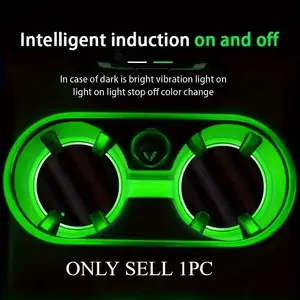 Luminous Coasters Multifunctional Car LED Cup Holder Lights 7 Color-Changing Light Up Cup Holder Insert Coasters Car Decor Accessories Lighting Accessories Light Stop