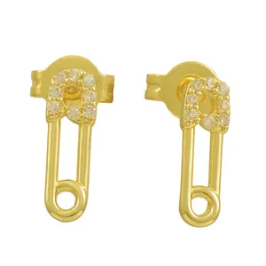 EVRY JEWELS Gold or Silver Plated Women's Hypoallergenic Pin It Earrings