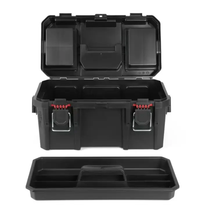 16-Inch Heavy-Duty Resin Toolbox with Padlock Security, Small Parts Organizer for Tools & Hardware Storage