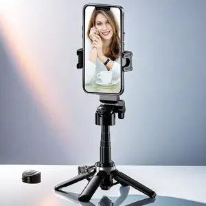 Multifunctional Mini Wireless Selfie Stick Tripod with 2 Lighters & Wide Angle Lens, Selfie Stand, Portable Phone Accessory for Travel Photography, Travel Gadgets