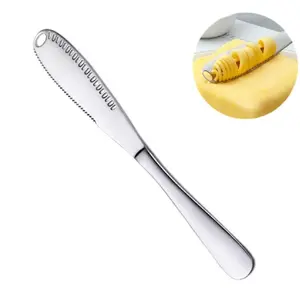 3-in-1 Stainless Steel Butter Knife - Spreader, Curler, Cutter Kitchen Tool