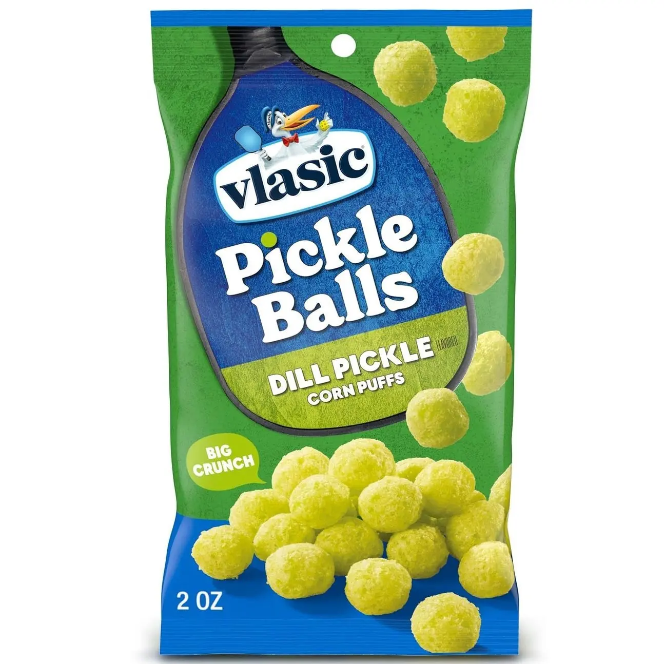 Vlasic Pickle Balls, Dill Pickle Flavored Corn Puffs, Pickleball Gifts, 2 oz.