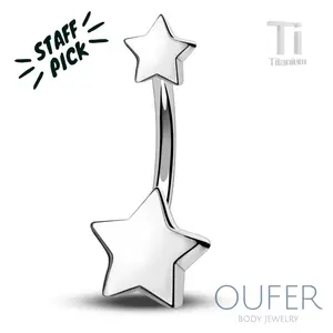 Oufer Titanium Internally Threaded Star Belly Button Ring For Summer Vibe Light Weight Belly Jewelry