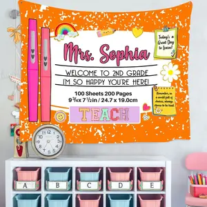 Personalized Classroom Tapestry Decor, Composition Notebook Welcome Teacher Name Classroom Banner, Teacher Appreciation, Back To School Gift