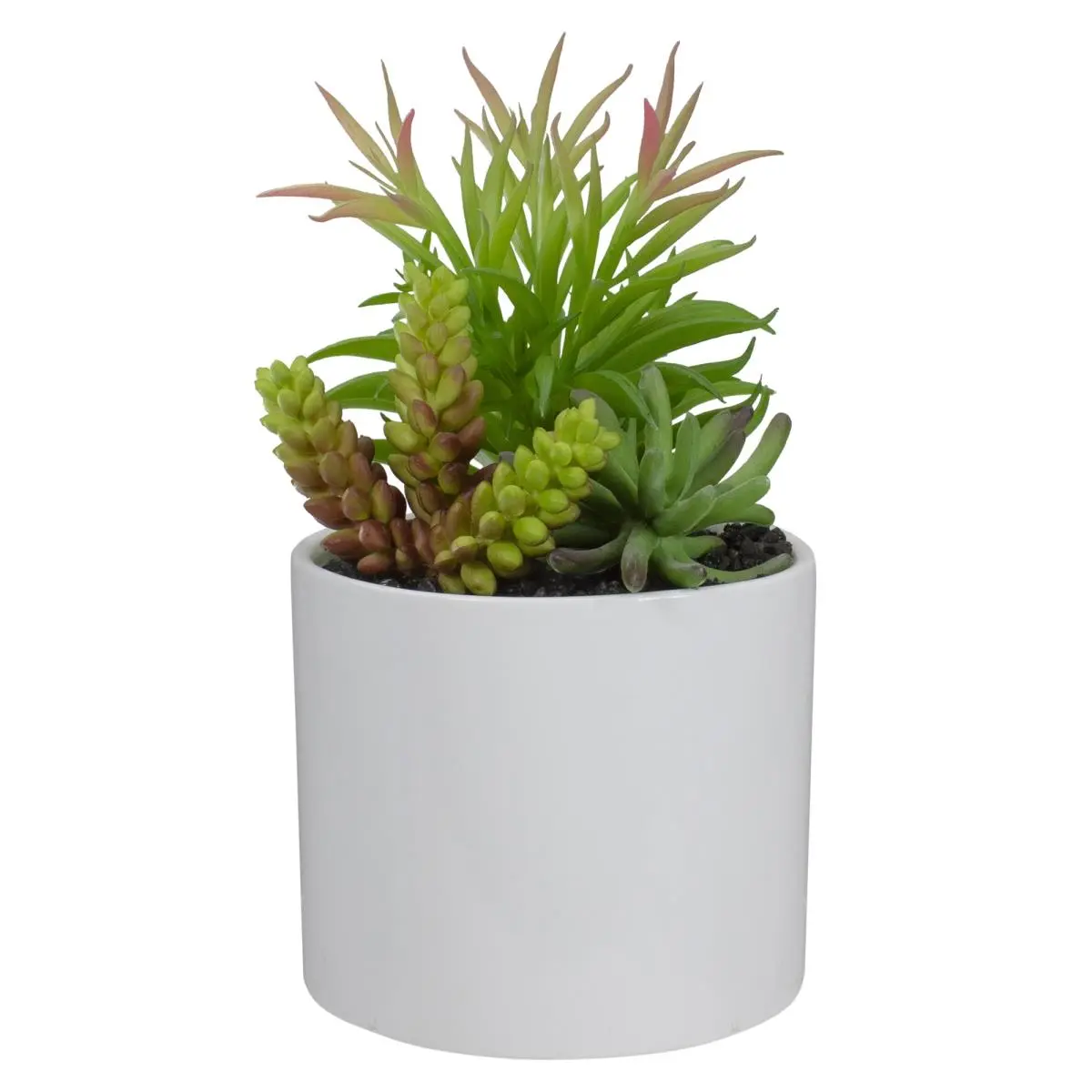 212 MAIN 9 in. Artificial Succulent Plants Decor Set - Colorful Mix in White Ceramic Garden Pot, Decorative Botanical Aesthetic Home Improvement, Indoor Gardening Accent