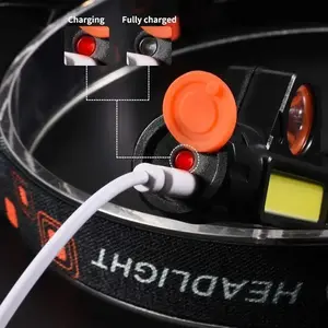 2 Pack Rechargeable Forehead  Light - Night Walking Construction Headlamp USB 2000 Lumens  LED Lights Rotation Adjustment Modes for Camping Fishing Garage Work Headlight Flashlight