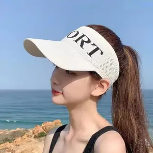 Women's Universal Knitted Empty-Top Visor Hat, Spring-Summer Sun Protection Duck Tongue Hat for Running, Cycling; Includes Compression Socks, Tailbone Pad, Goalkeeper Gloves with Save Finger Design