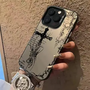 Cool Dark Gothic Cross Mark Phone Case for IPhone 17 16e 16 15 14 13 12 11 Pro Max X XR XSMAX 8 7 Air Plus Anti Fall Matte Cover