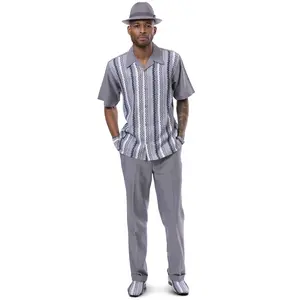 Montique Grey Weave Design Walking Suit