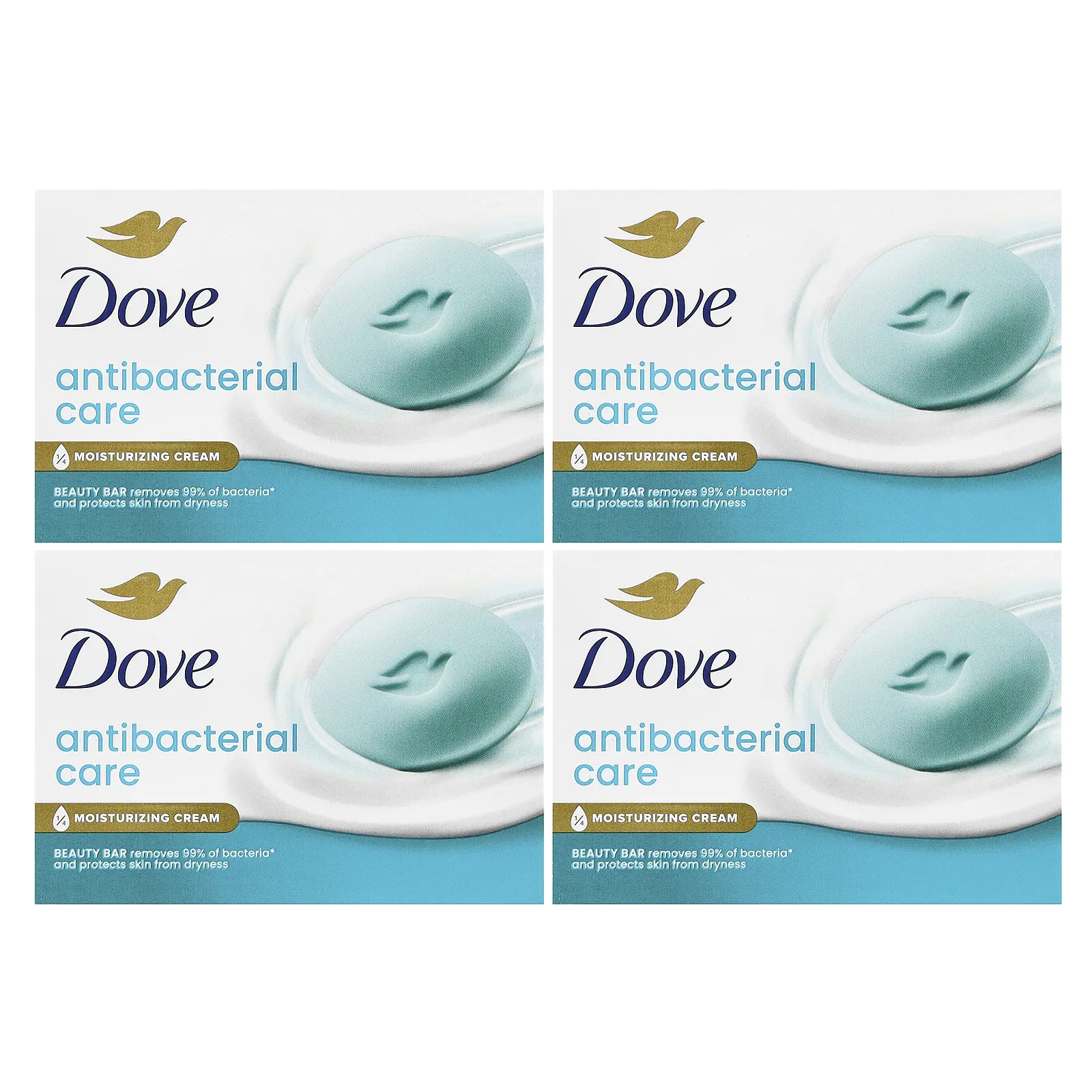 Dove Antibacterial Care Beauty Bar Soap, 4 Bars, 3.75 oz (106 g) Each