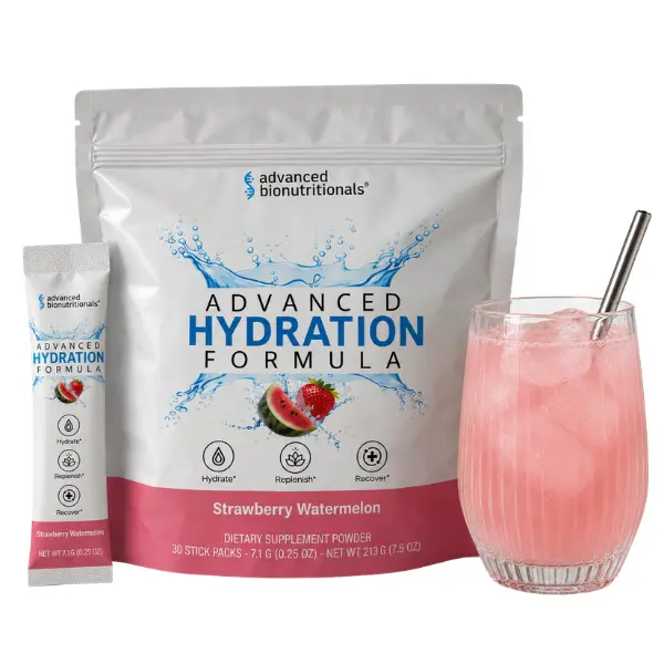 Advanced Bionutritionals Hydration Formula Electrolyte Packets - Candy-Free Dietary Edible Supplements, Watermelon Drink Mix with Amino Acids, Potassium, Magnesium, Sodium, Essential Vitamins for Adults, Boosts Energy, 30 Sticks (1 Stick per Easy Sip)