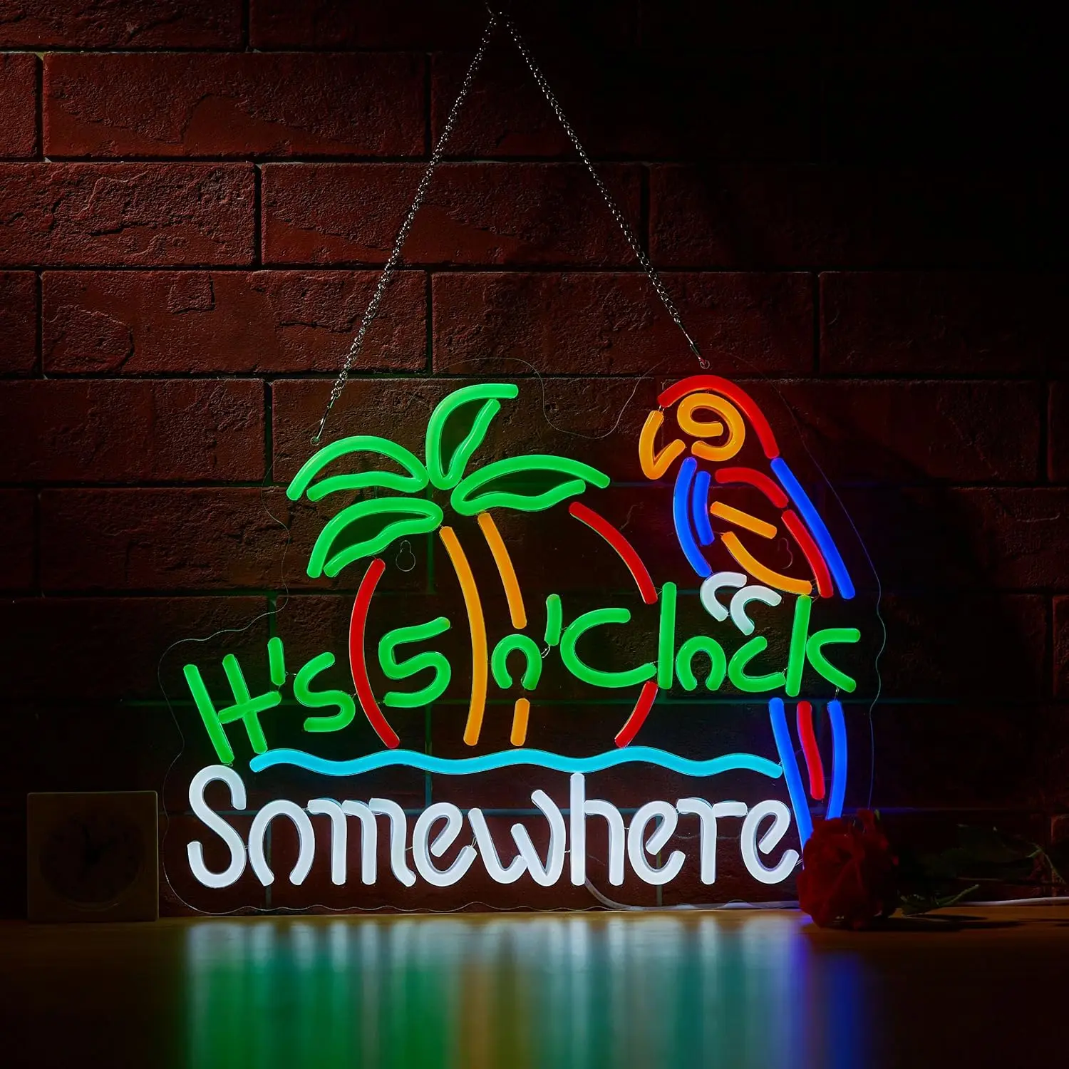 It's 5:00 O'clock Somewhere LED Neon Sign, Led Neon Lights for Wall Decor, Room Decor, Bar Beer Garage Indoor Specialty Decorative Light Sign