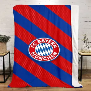 FC Bayern Munich Printed Cute Cartoon Plush Blanket Suitable for All Seasons, Soft and Comfortable Sofa Mattress Office Outdoor Blanket Camping Travel Home Blanket Black Friday Christmas Gift C1699