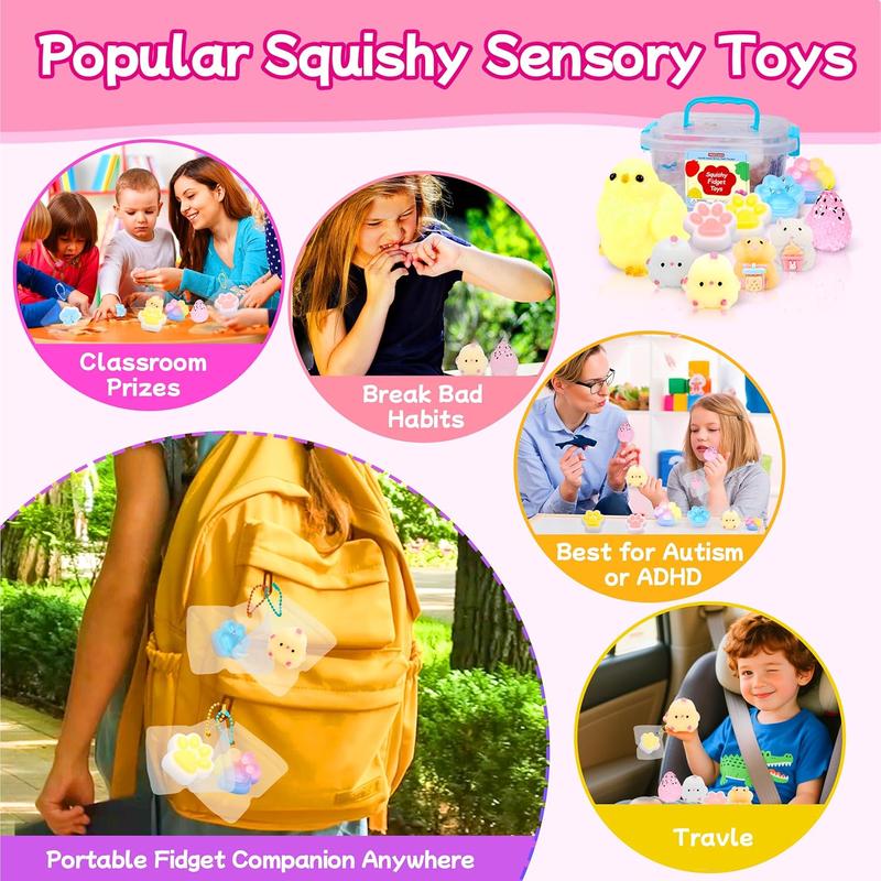 10 Pack Taba Squishies with Toy Box & Cute Stickers, Kawaii Squishy Stress Relief Toys Party Favors for Kids 4-8 8-12, Squishy Sensory Fidget Toys for Kids Birthday Xmas Gifts for Girls&Boys