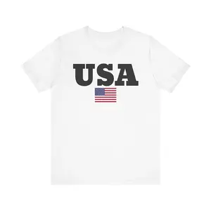 USA Flag Print Fleece tshirt Menswear Top Man Streetwear Casual