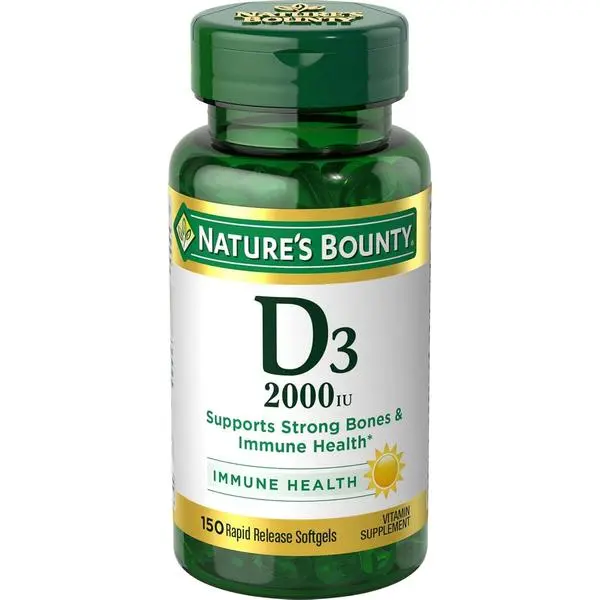 Nature's Bounty Vitamin D, Supports Immune Health & Bone Health, 2000IU Vitamin D3, 150 Softgels